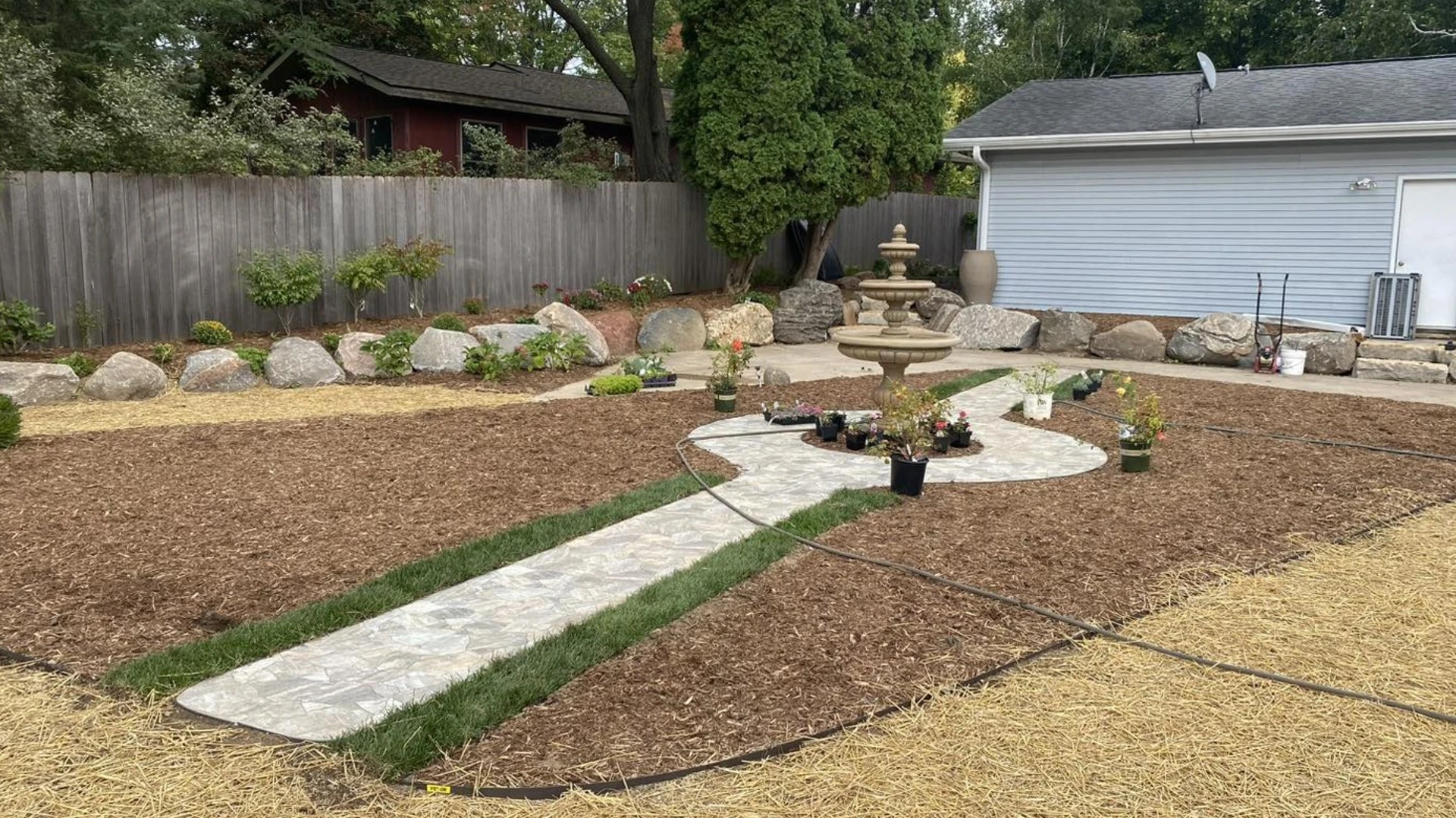 GO Landscaping team working on a project in Deerfield WI