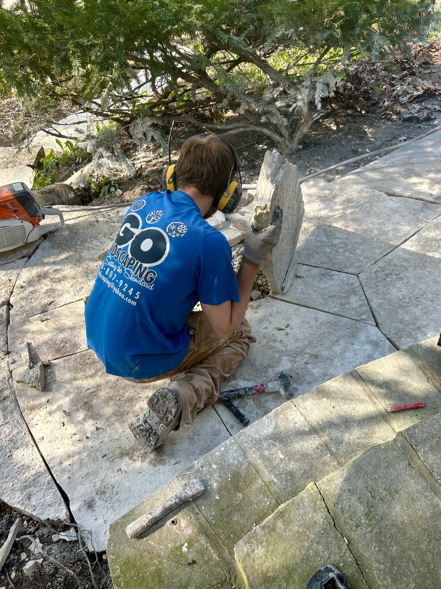 Landscape designer working in a garden
